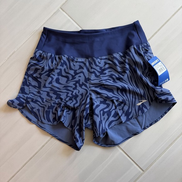 Brooks Women's Sz S Chaser 5" Short 2.0 Midnight Athletic Shorts Zipped Pocket - Picture 4 of 7